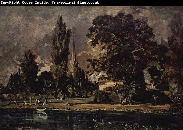 John Constable Die Kathedrale von Salisbury vom Flub aus gesehen, mit dem Haus des Archidiakonus Fischer, Skizze